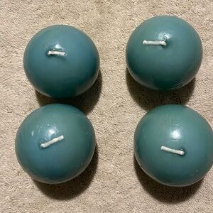 4 new unused ball candles 2x2x2 teal/blue